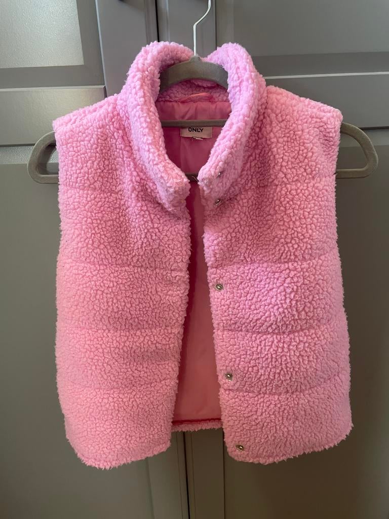 Only Bodywarmer Teddy Vest Roze Maat 140 (134-140), Kinderen en Baby's, Ophalen of Verzenden, Zo goed als nieuw, Meisje, Trui of Vest