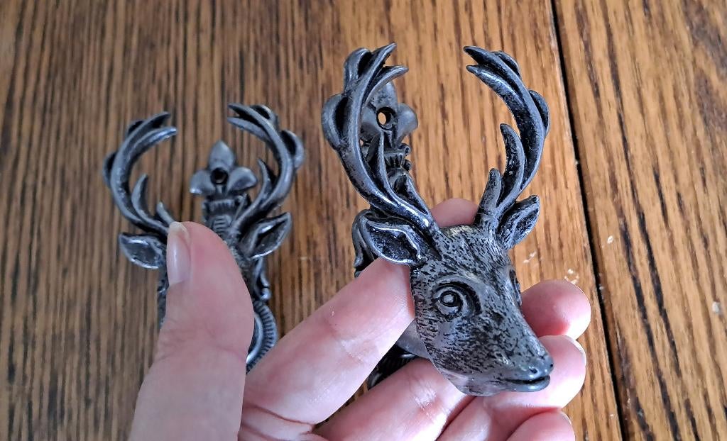 Vtintage antiek muurhangers haken jacht hertenkop, Ophalen of Verzenden