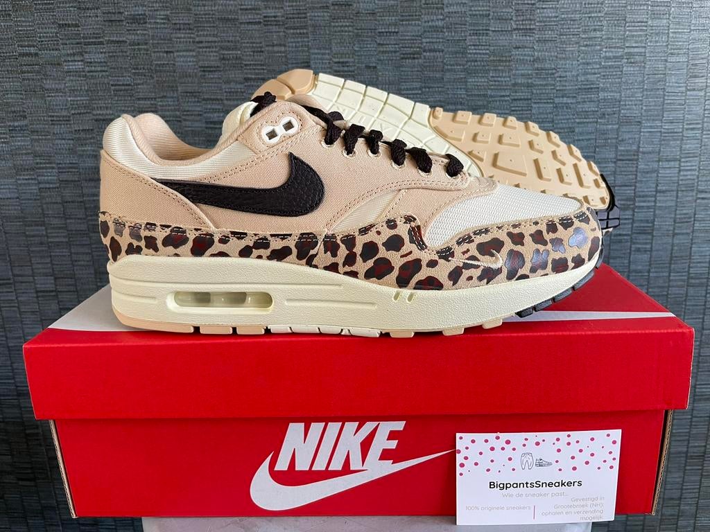 Nike Air Max 1 ‘87 EU 41 US8 Leopard Sesame Velvet Brown, Bruin, Nieuw, Ophalen of Verzenden, Sneakers of Gympen