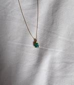 18 karaat gouden ketting met smaragd diamanten hanger, Sieraden, Tassen en Uiterlijk, Kettingen, Verzenden, Zo goed als nieuw