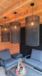 Set van 3 zwarte rotan hanglampen (Ø39 cm, hoogte 75 cm), Ophalen, Zo goed als nieuw, Minder dan 50 cm