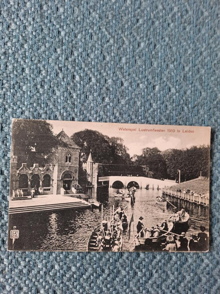 Ansichtkaart Waterspel Lustrumfeesten 1910 Leiden, Verzamelen, Ansichtkaarten | Nederland, Ophalen of Verzenden, Voor 1920, Gelopen