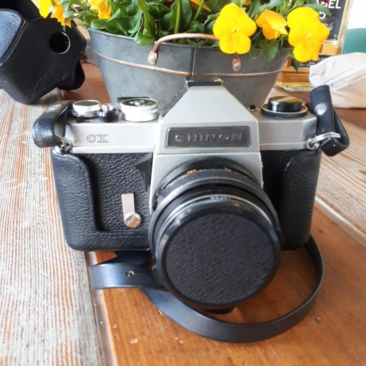 Chinon CX fotocamera met telelens, Audio, Tv en Foto, Fotocamera's Analoog, Spiegelreflex, Overige Merken, Ophalen of Verzenden