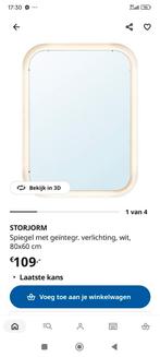 STORJORM Spiegel met LED verlichting, wit, 80x60 cm, Gebruikt, Ophalen of Verzenden, 75 tot 100 cm, Minder dan 100 cm