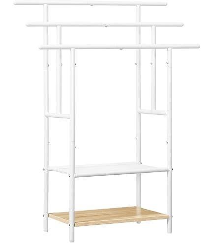 Wit kledingrek met houten plank, Kleding | Dames, Kledingrekken, Ophalen of Verzenden, Nieuw