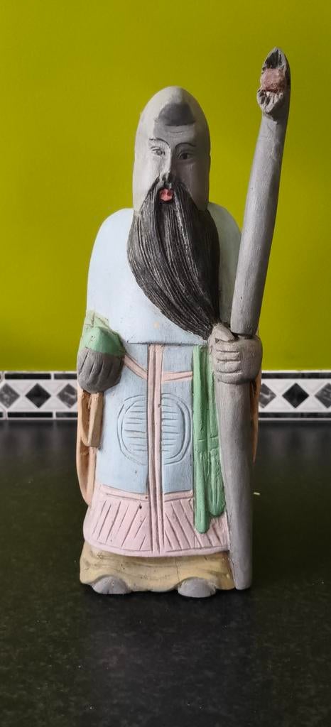 Set van 3 Chinese Wijsgeren Beelden - Handgesneden Hout, Ophalen, Gebruikt