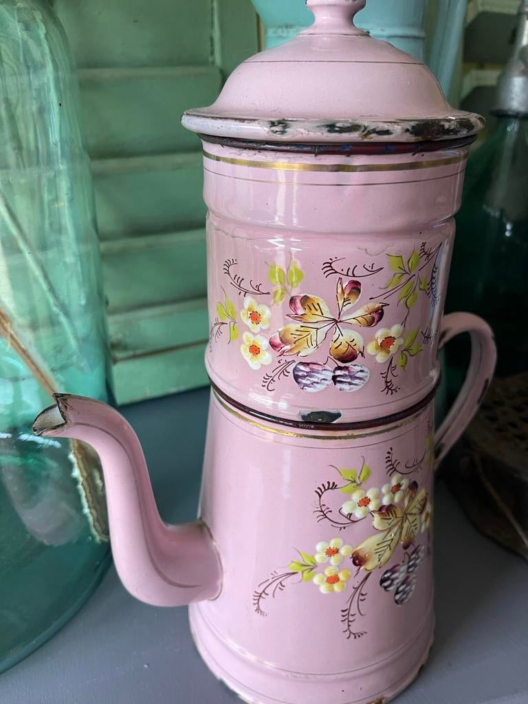 Emaille franse roze koffiepot, Ophalen of Verzenden