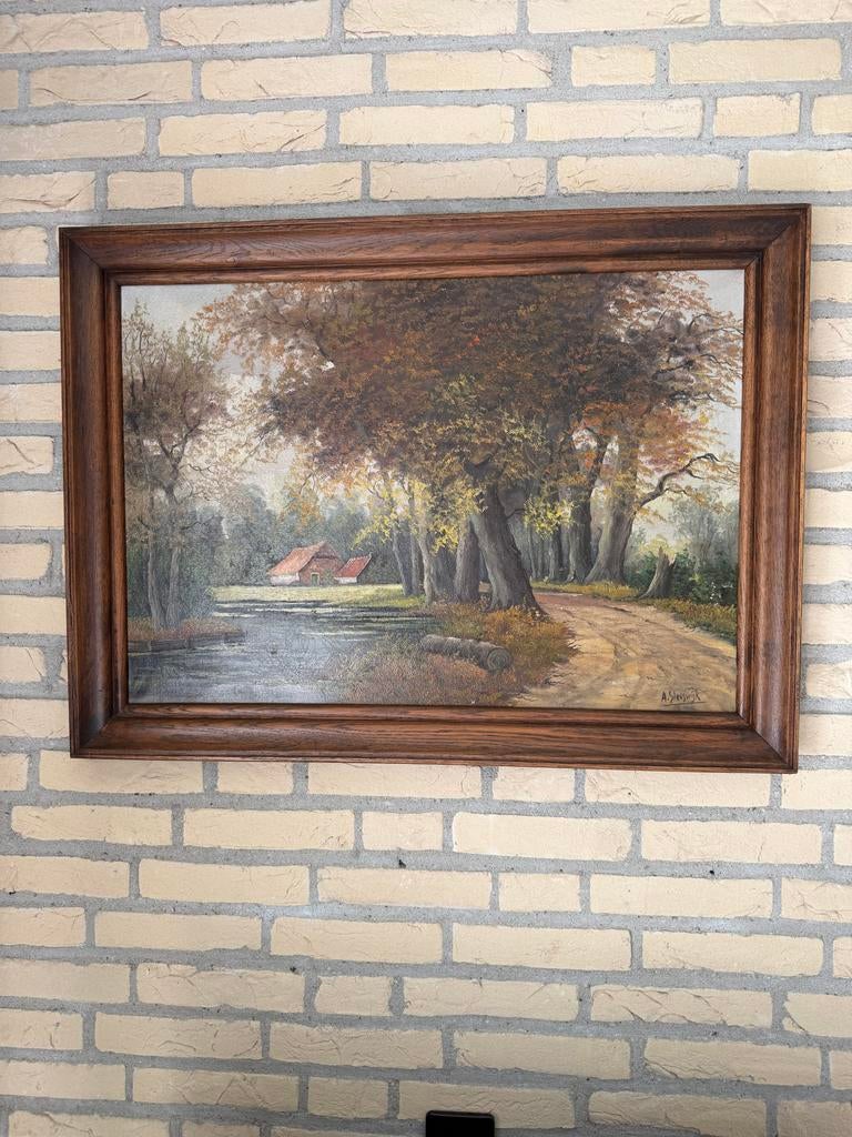 2 Schilderijen van A. Sleeswijk - Landschappen met water, Ophalen