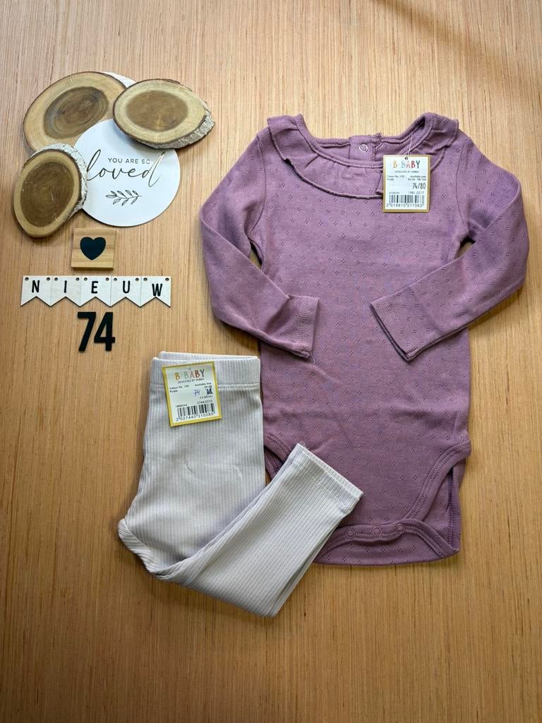Baby girl wibra setje broekje lila, romper paars maat 74/80, Ophalen of Verzenden, Nieuw, Meisje, Setje