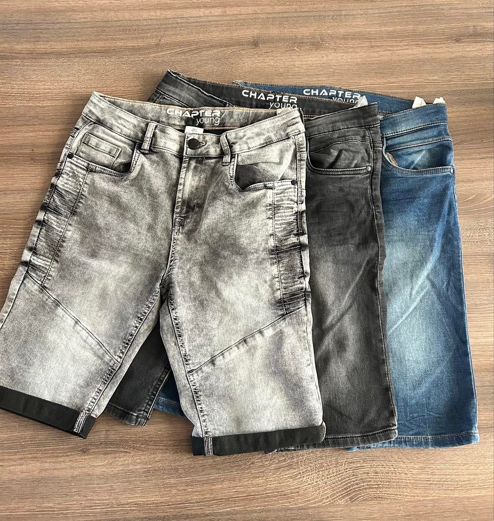 Chapter Young spijkerbroeken/shorts maat 164, Ophalen of Verzenden, Gebruikt, Jongen, Broek