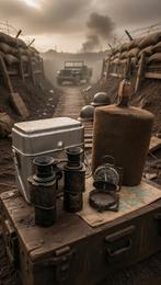 WW2 Militaria Lot - Veldlfles, Messkit, Kompas, Verrekijker, Ophalen of Verzenden, Overige soorten, Overige gebieden, Overige typen