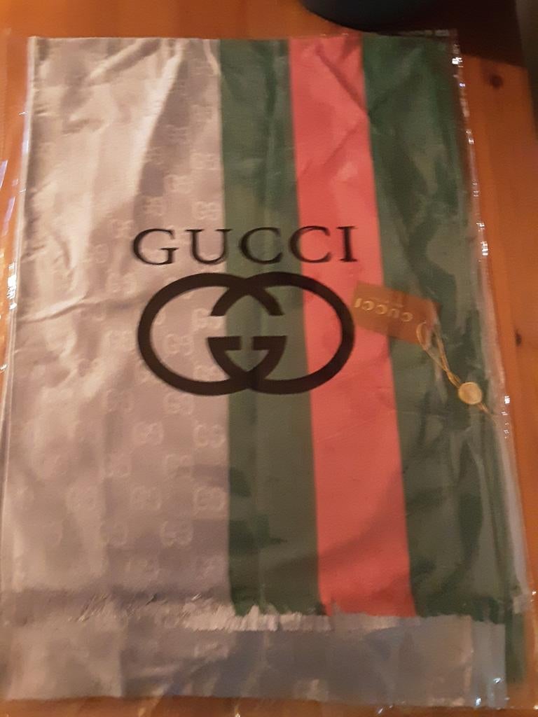 Gucci sjaal met logo en strepen, Ophalen of Verzenden, Nieuw