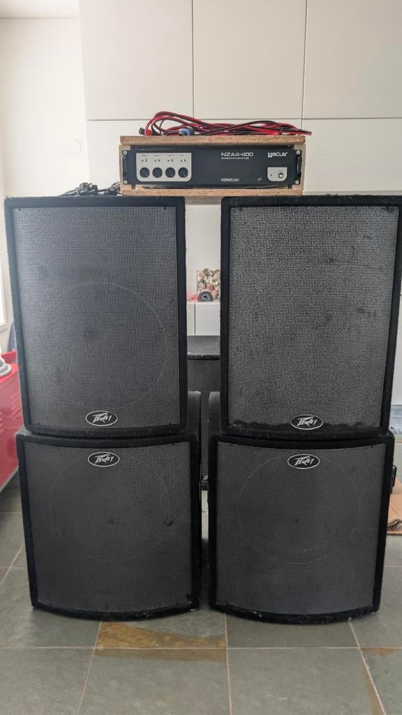 PA speaker set Peavey, 2000w rms, Ecler NZA4-400 versterker, Audio, Tv en Foto, Luidsprekers, Ophalen
