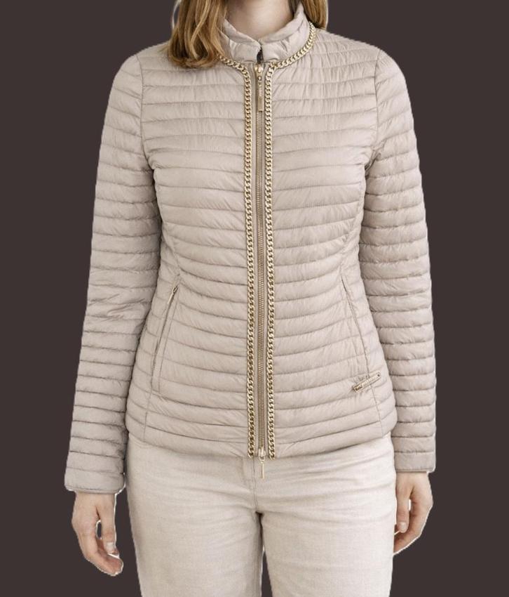 Liu Jo donsjack Les Plumes collectie maat 36/38, Kleding | Dames, Jassen | Winter, Gedragen, Maat 36 (S), Beige, Ophalen of Verzenden