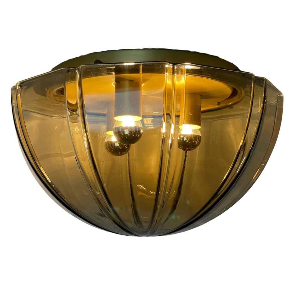 Grote mid-century plafonnière van Peill & Putzler - Uniek, Ophalen of Verzenden, Zo goed als nieuw, Glas