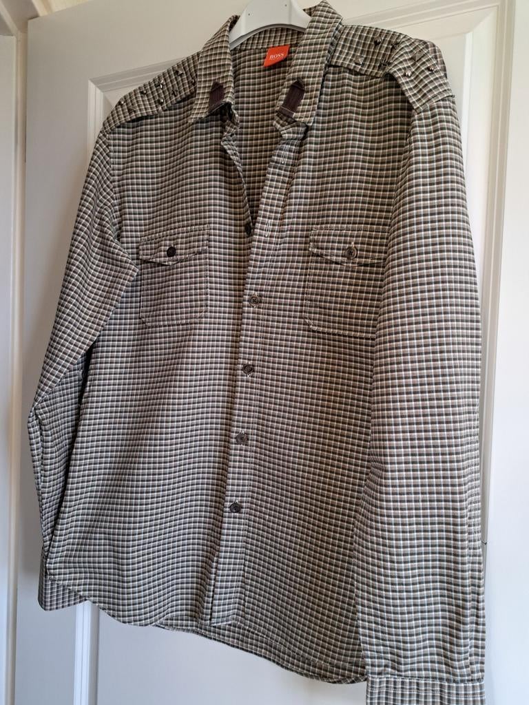 HUGO BOSS OVERHEMD MAAT L ZGAN, Ophalen of Verzenden, Zo goed als nieuw, Halswijdte 41/42 (L)