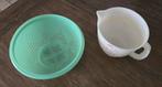 2x Tupperware vergiet en maatbeker, Ophalen of Verzenden, Gebruikt, Groen, Bak of Kom