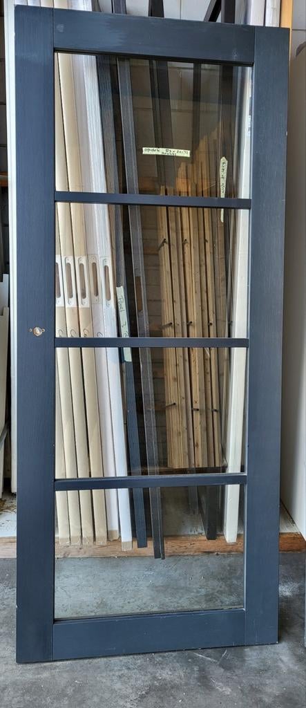 Binnendeur zwart met 4 glaspanelen 83x201.5cm, Doe-het-zelf en Verbouw, Deuren en Horren, Ophalen, 80 tot 100 cm, Binnendeur, Nieuw