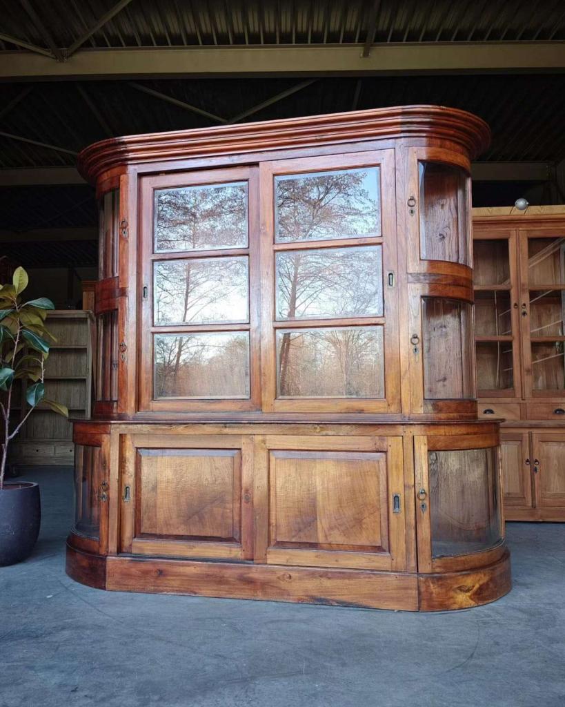 Antieke Organische winkelkast | Museumkast halfrond #2708