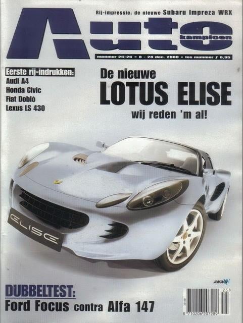 Autokampioen 25/26 2000 : Lotus Elise - Subaru Impreza WRX, Boeken, Auto's | Folders en Tijdschriften, Ophalen of Verzenden, Gelezen