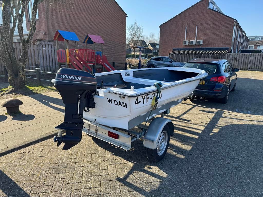 Placom 410 + 15 pk Evinrude 2 takt, Watersport en Boten, Ophalen, 10 tot 30 pk, Gebruikt, 3 tot 6 meter