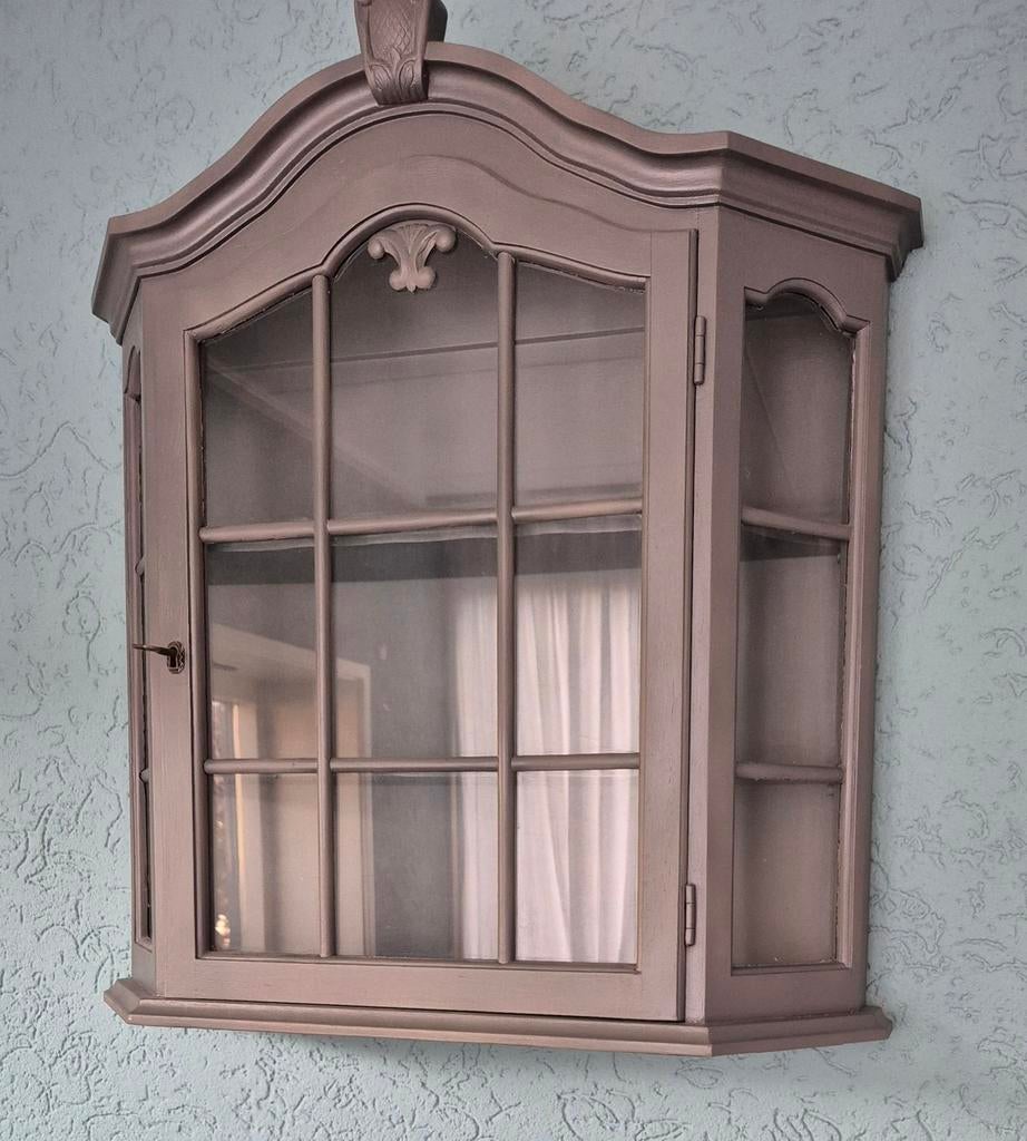 Vintage vitrinekastje, Huis en Inrichting, Kasten | Vitrinekasten, Ophalen, Glas, Vintage, 50 tot 100 cm