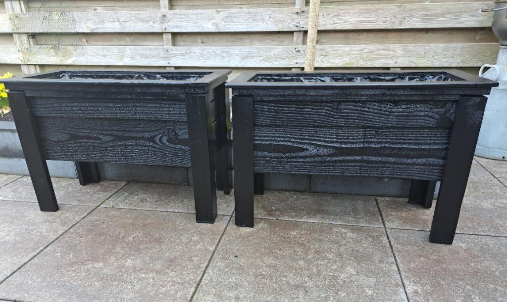 Plantenbakken, kleur diep zwart., Ophalen, Zo goed als nieuw, 60 tot 100 cm, Rechthoekig