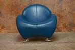ZGANieuw blauwe leren Leolux Papageno design fauteuil
