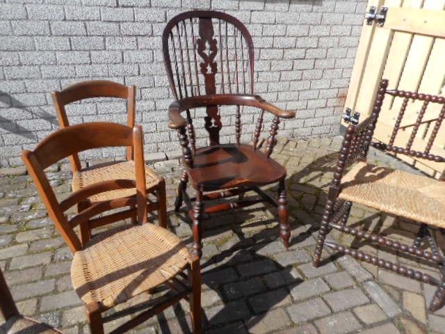 Engelse windsor stoel en 5 boerenstoelen in 1 koop, Ophalen