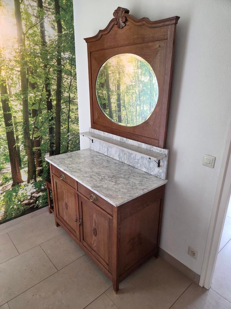 Antieke commode met marmeren blad en/of spiegel, Antiek en Kunst, Ophalen