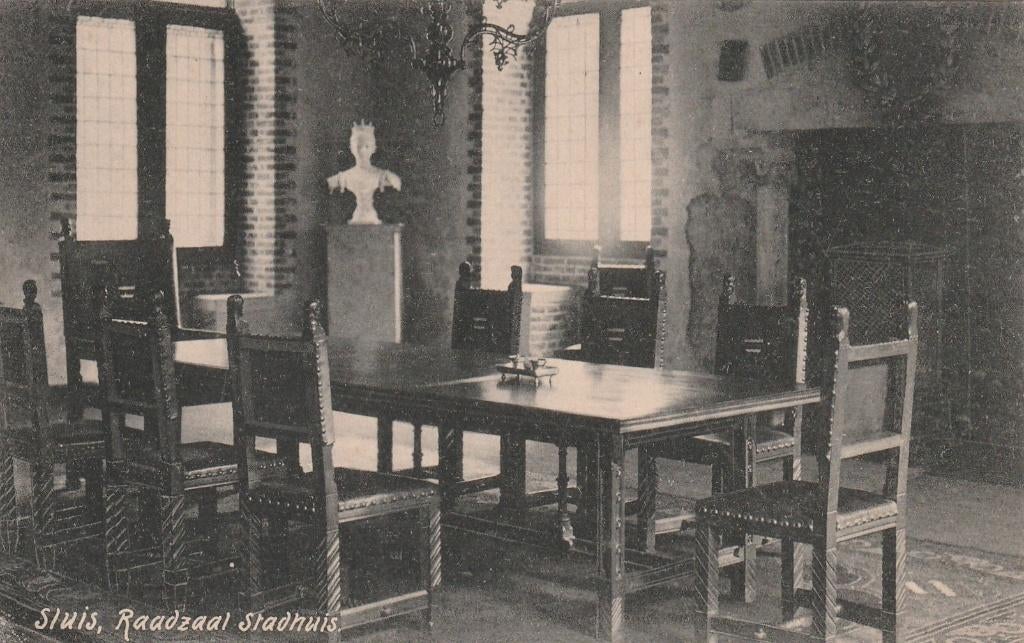 SLUIS Raadzaal Stadhuis, Verzenden, Voor 1920, Gelopen, Zeeland