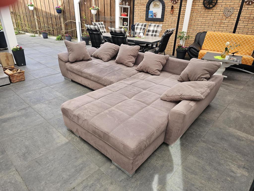 Loungebank Salvatore Taupe/Bruin B318xL225 ZO GOED ALS NIEUW, Ophalen, Zo goed als nieuw, Stof, Modern