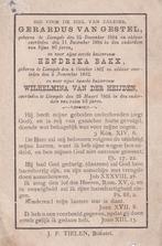 Gestel Gerardus 1804 Liempde 1884, Verzamelen, Ophalen, Bidprentje