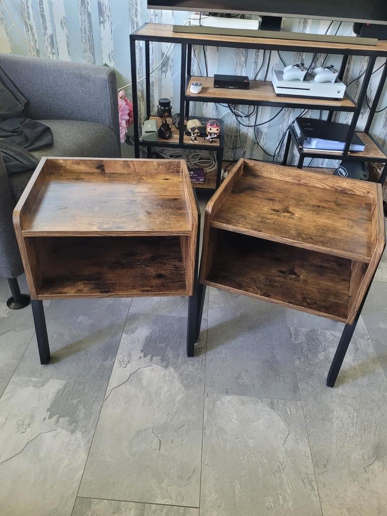 Set van 2 nachtkastjes - industrieel design, Ophalen, Gebruikt, Minder dan 45 cm, Minder dan 55 cm