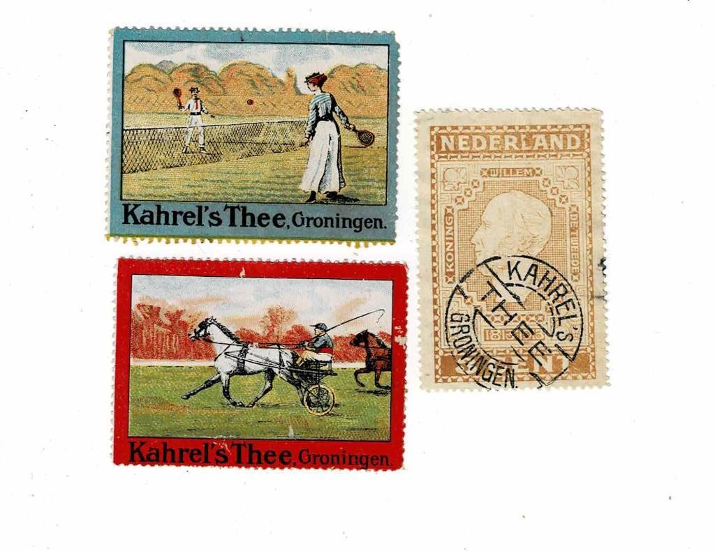 Oude sluitzegels van "KAHREL's THEE", Verzenden, Zo goed als nieuw, Overige typen
