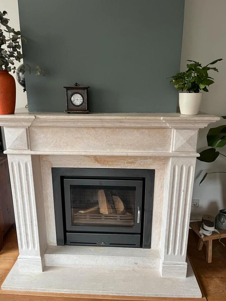 Barbas Unilux 65 Inbouwhaard met natuurstenen Schouw, Huis en Inrichting, Haarden, Gebruikt, Houthaard, Ophalen