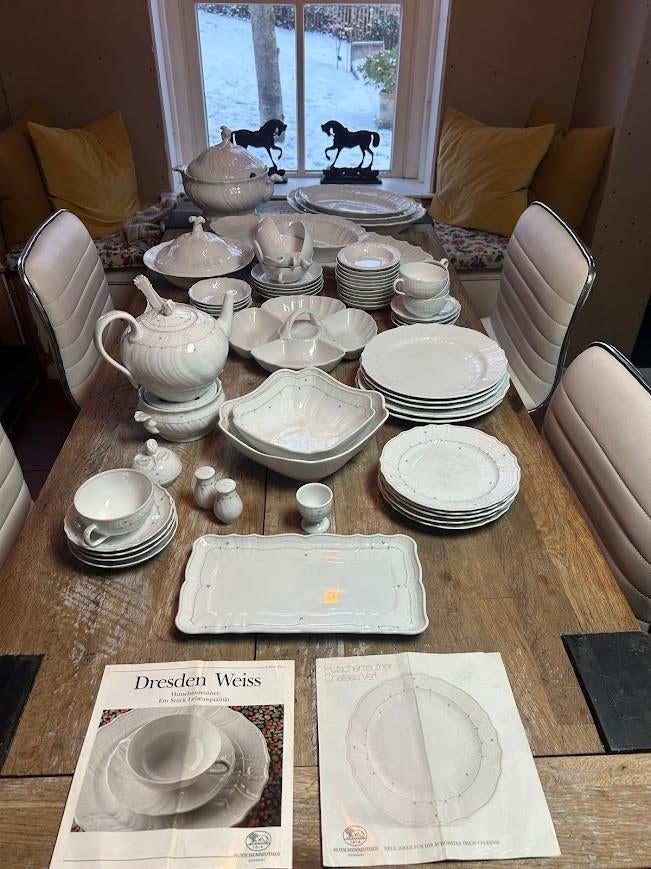 Hutschenreuter Dresden Weiss en Chateau Vert servies, Ophalen, Gebruikt, Overige stijlen, Porselein