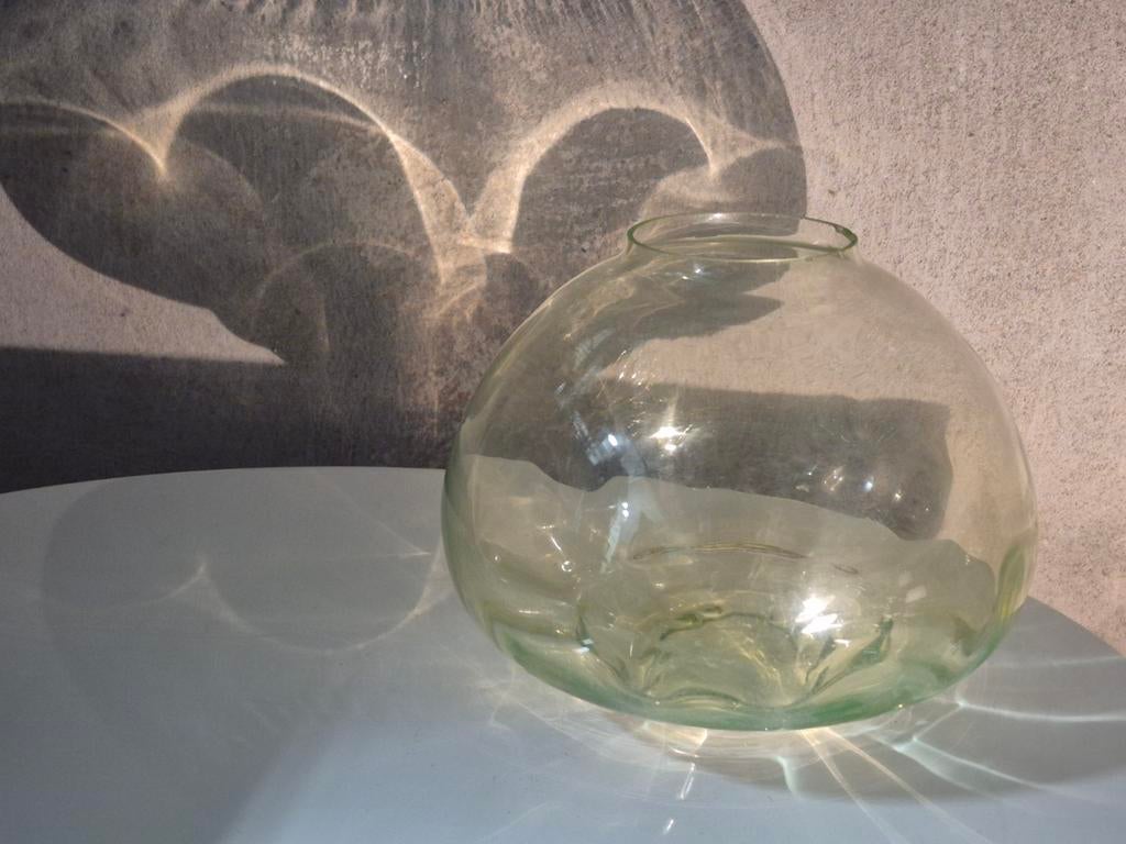 Groen uranium  glas vaas mira Nr 3  W.J. Rozendaal annaglas, Antiek en Kunst, Ophalen of Verzenden