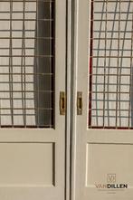 Set oude ensuite schuifdeuren glas in lood met ombouw, Doe-het-zelf en Verbouw, Deuren en Horren, Binnendeur, Ophalen of Verzenden