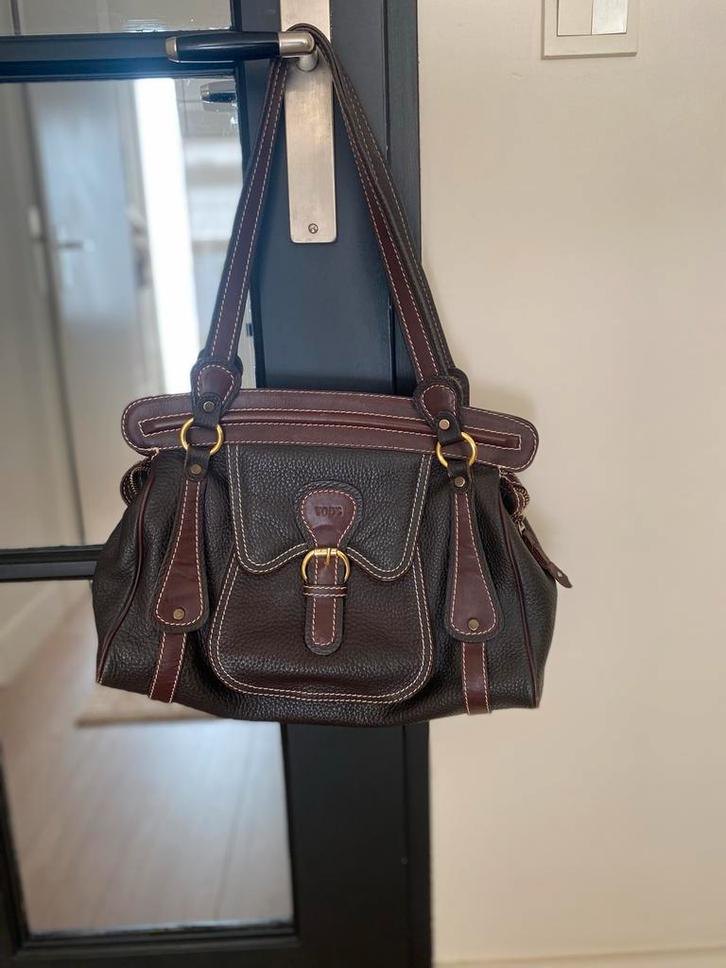 Leren Tod's Tas - Stijlvolle Handtas in Donkerbruin, Sieraden, Tassen en Uiterlijk, Tassen | Damestassen, Gebruikt, Handtas, Bruin