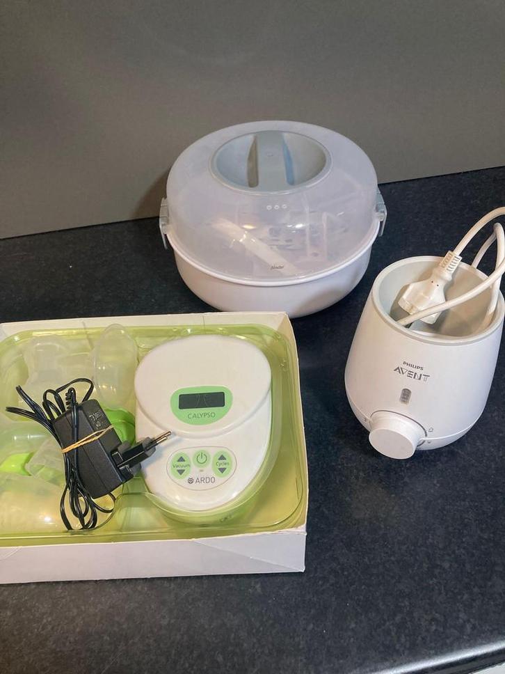 Borstkolf, flessenreiniger en flessenwarmer set, Kinderen en Baby's, Babyvoeding en Toebehoren, Gebruikt, Borstkolf, Ophalen of Verzenden
