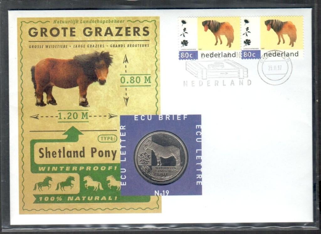 Penning - Ecu Brief 19  Natuurlijk Landschapsbeheer 1997, Postzegels en Munten, Ophalen of Verzenden, Overige materialen, Nederland