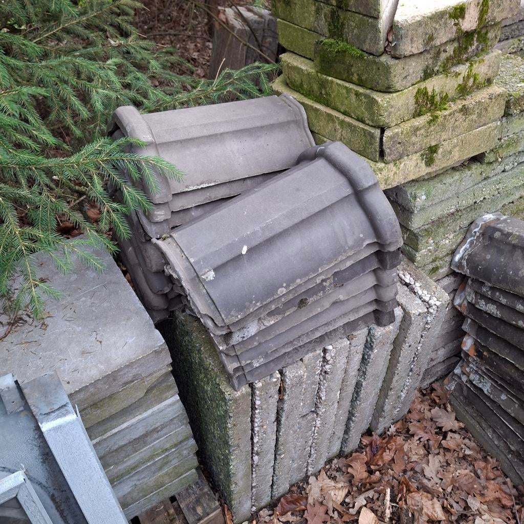 Platte nokvorstpannen blauw gesmoord., Doe-het-zelf en Verbouw, Ophalen, Steen of Klei, Blauw, 15 m² of meer