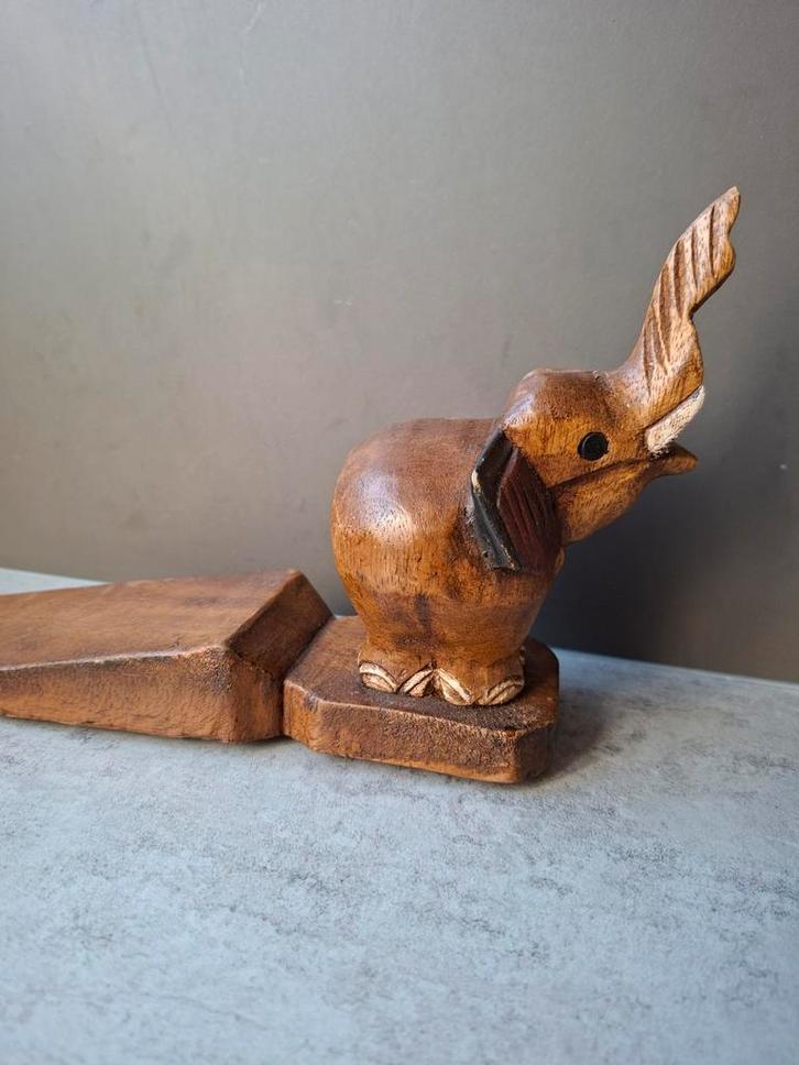 Vintage houten deurstopper olifant, Huis en Inrichting, Woonaccessoires | Deurstoppers, Gebruikt, Binnen, Ophalen of Verzenden