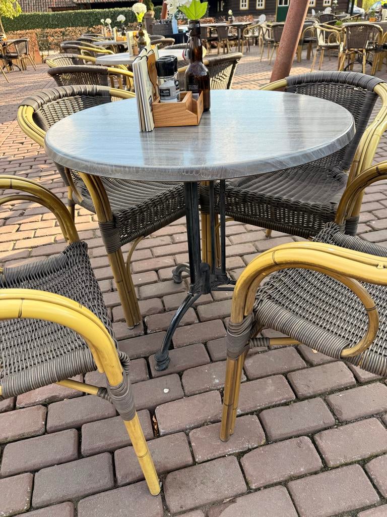 Werzalit terrastafelblad rond doorsnede 80 cm grijs, Ophalen, Kunststof, Gebruikt, 50 tot 100 cm