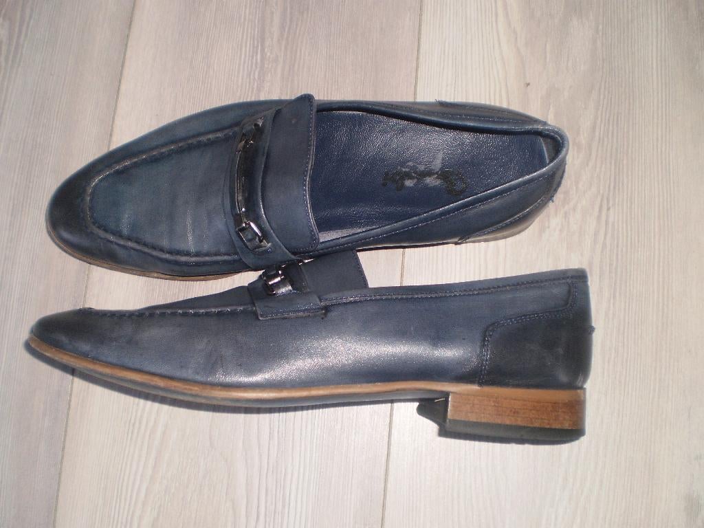 Leren loafers maat 43, Kleding | Heren, Schoenen, Loafers, Blauw, Ophalen of Verzenden, Gedragen