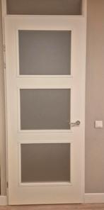 Witte Berkvens binnendeur met melkglas, Ophalen, Gebruikt, 80 tot 100 cm, 215 cm of meer