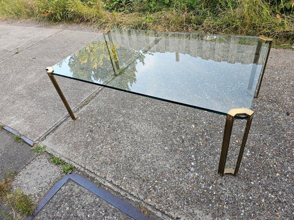 Peter Ghyczy salontafel koper glas, Ophalen, Gebruikt, 100 tot 150 cm, 50 tot 100 cm