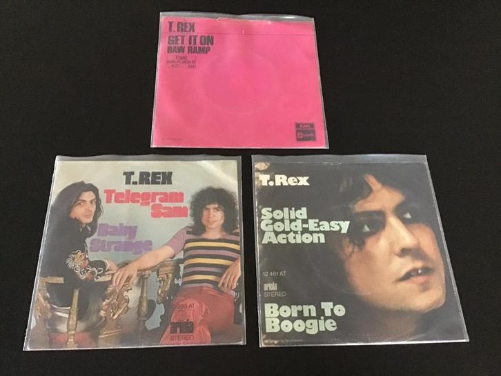 3 T. Rex vinyl singles: Get It On, Telegram Sam, Born To Boo, Cd's en Dvd's, Vinyl Singles, Zo goed als nieuw, Single, Rock en Metal