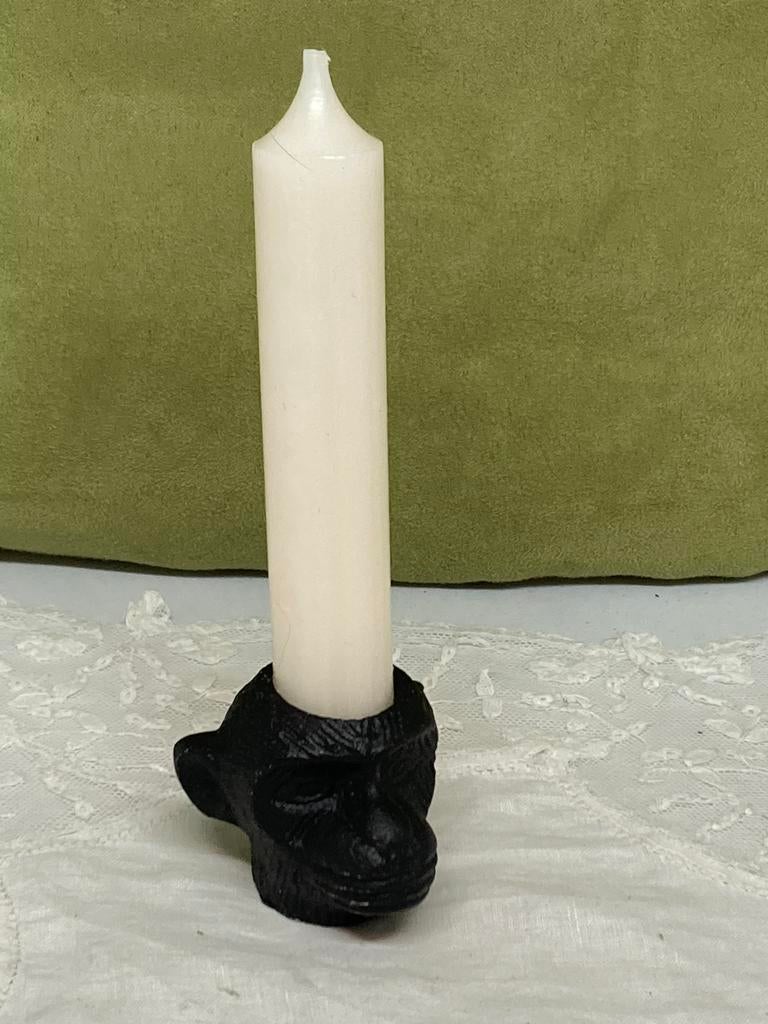 Kaarsenstandaard apenkopje (020223), Ophalen of Verzenden, Zo goed als nieuw, Overige materialen, Minder dan 25 cm